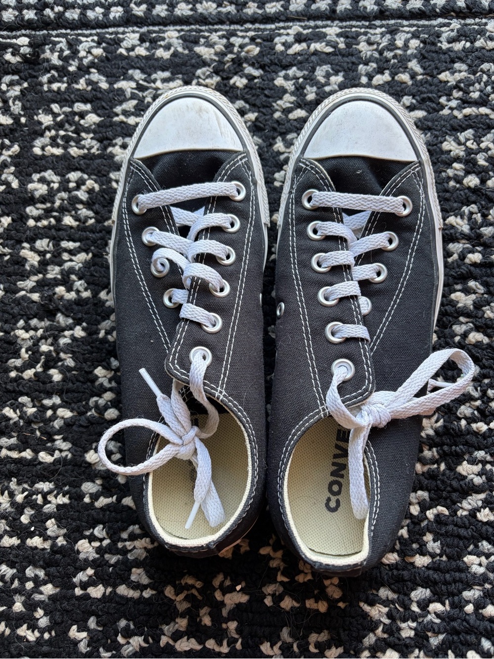 Converse Black and White Low-Top Canvas Sneakers for Women